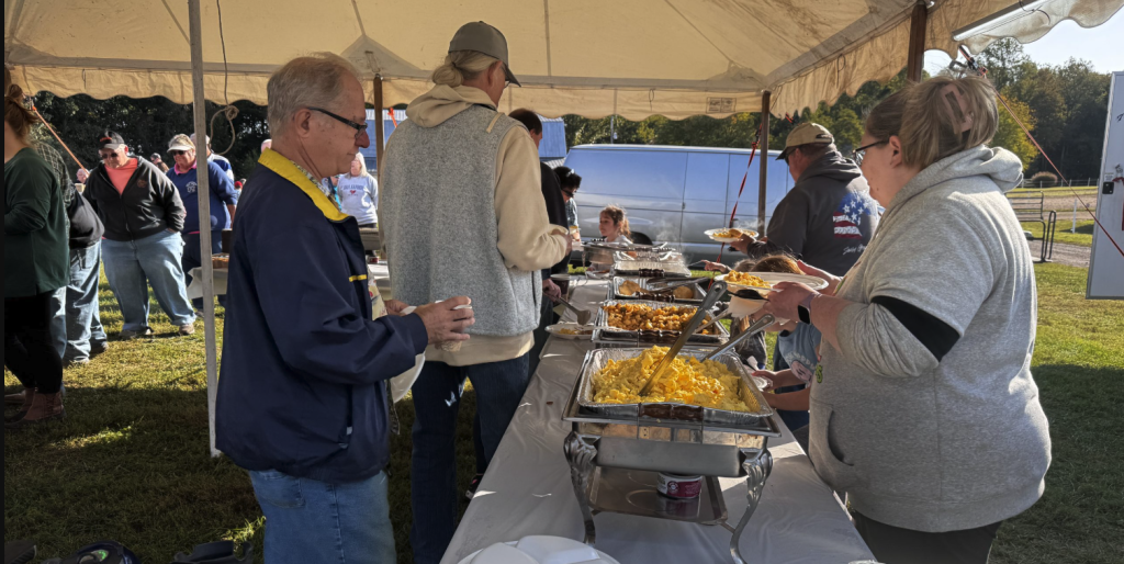 A catered breakfast at the Suttler Barn Party
